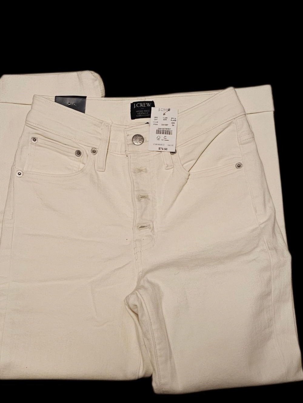 J.Crew Women's High-Rise vintage straight Button-Fly Jeans in Off-White size 24